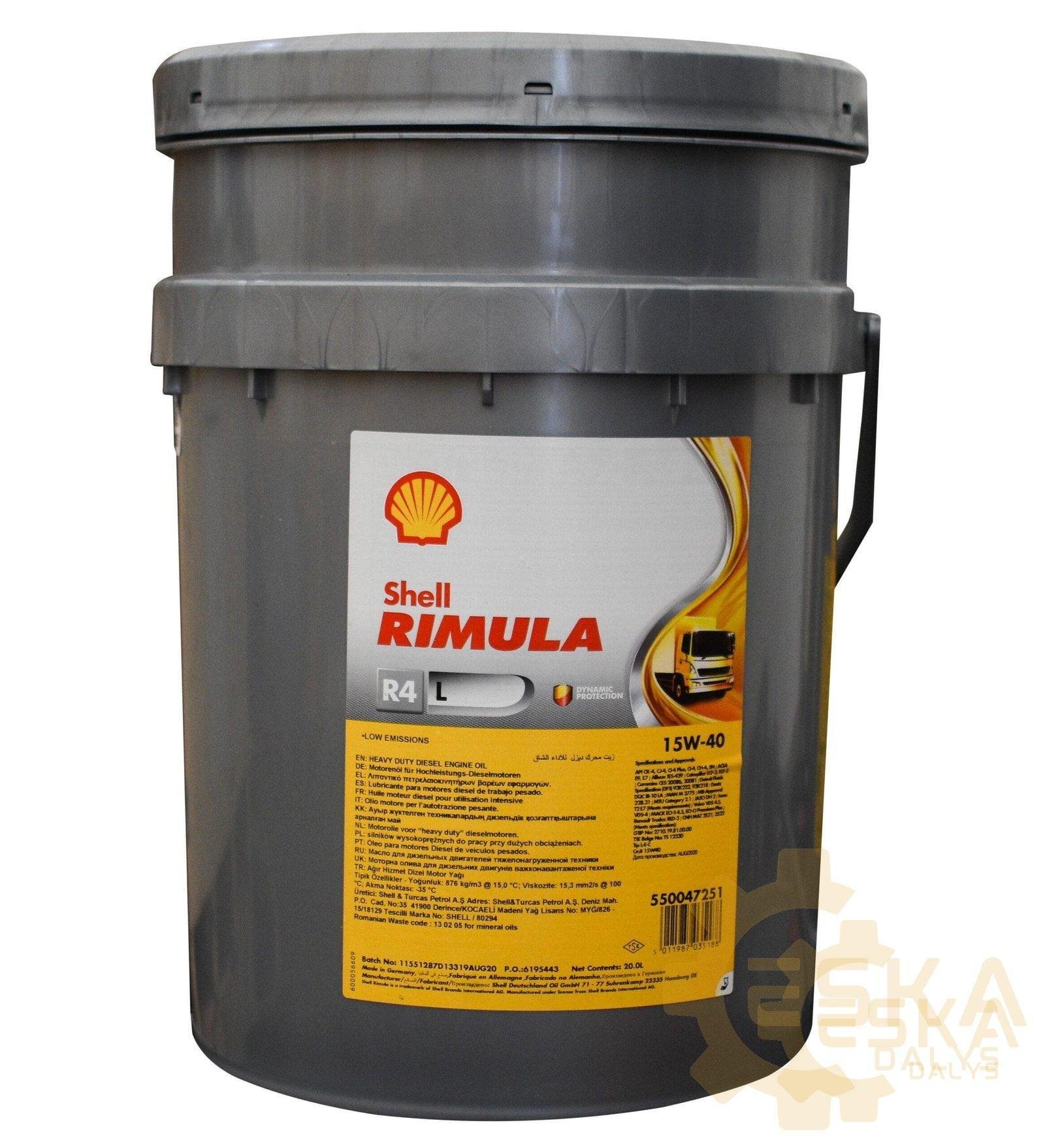 Engine oil 15W40 SHELL 20 L - 4001/1805