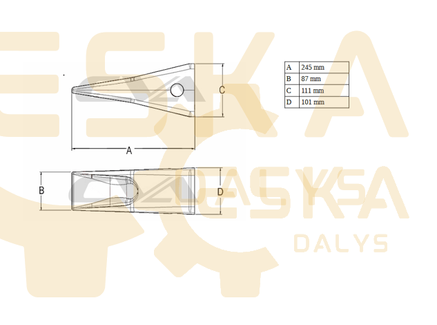 Kaušo dantis J350 ROCK CHISEL CVA (6.6KG!!!) - 1U3352RC - Vaizdas 5