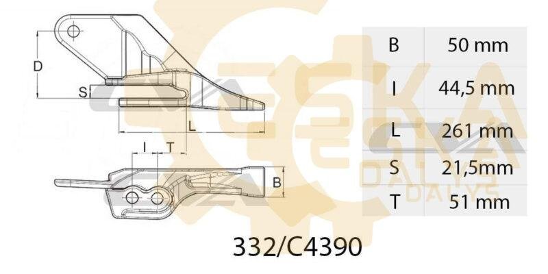 Kaušo dantis kampinis dešinysis JCB, Tipas SHARK CVA 5.3 kg!!! - 332/C4390 - Image 2