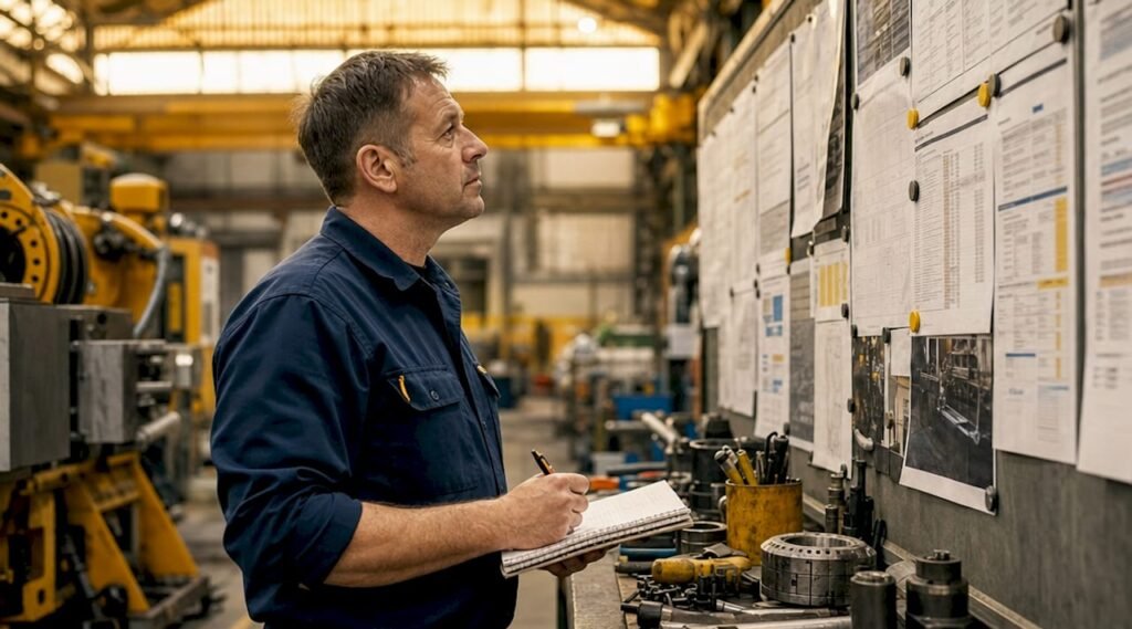 Vadovo ir remonto komandos susitikimas biure – aptariami technikos remonto darbai